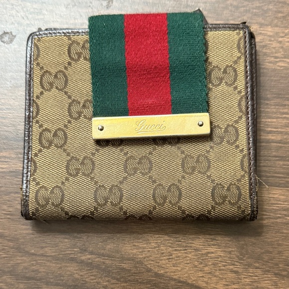 Gucci Monogram Wallet with Red and Green Accent - Picture 1 of 4